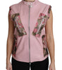 Dolce & Gabbana Pink Zippered Lamb Sleeveless Vest Leather Jacket
