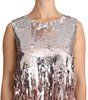 Dolce & Gabbana Golden Pink Sequined Fringe Tank Top
