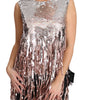 Dolce & Gabbana Golden Pink Sequined Fringe Tank Top