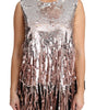 Dolce & Gabbana Golden Pink Sequined Fringe Tank Top