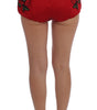 Dolce & Gabbana Red Silk Crystal-Embellished Mini Shorts