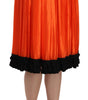 Dolce & Gabbana High-Waist Black & Orange Knee-Length Skirt