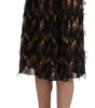 Dolce & Gabbana Elegant Gold Black Silk Blend High Waist Skirt