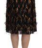 Dolce & Gabbana Elegant Gold Black Silk Blend High Waist Skirt