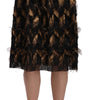 Dolce & Gabbana Elegant Gold Black Silk Blend High Waist Skirt