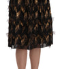 Dolce & Gabbana Elegant Gold Black Silk Blend High Waist Skirt