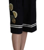 Dolce & Gabbana Black Cotton Cropped Embellished Pants