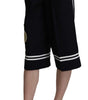 Dolce & Gabbana Black Cotton Cropped Embellished Pants