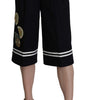 Dolce & Gabbana Black Cotton Cropped Embellished Pants