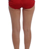 Dolce & Gabbana Red Silk Crystal Roses Shorts