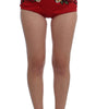 Dolce & Gabbana Red Silk Crystal Roses Shorts