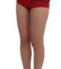 Dolce & Gabbana Red Silk Crystal Roses Shorts