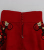 Dolce & Gabbana Red Silk Crystal Roses Shorts