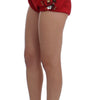 Dolce & Gabbana Red Silk Crystal-Embellished High Waist Shorts