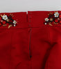 Dolce & Gabbana Red Silk Crystal-Embellished High Waist Shorts