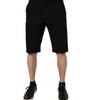 Dolce & Gabbana Black Cotton Stretch Mid Waist Bermuda Shorts