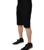 Dolce & Gabbana Black Cotton Stretch Mid Waist Bermuda Shorts