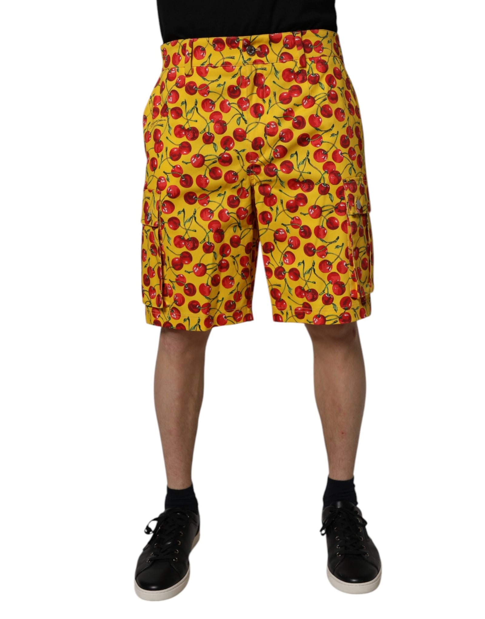 Bermuda Dolce &amp; Gabbana en coton jaune à imprimé cerises pour homme