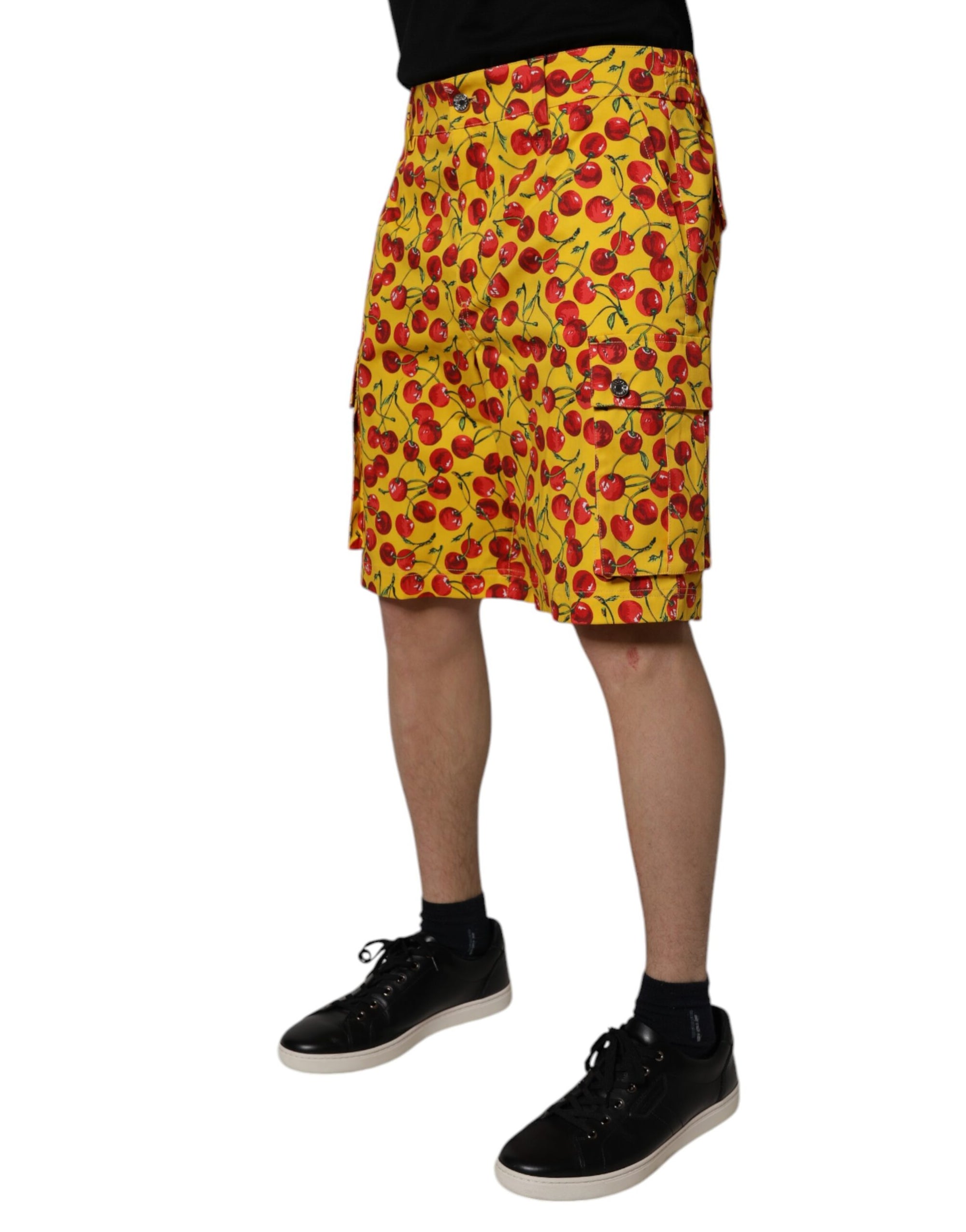 Bermuda Dolce &amp; Gabbana en coton jaune à imprimé cerises pour homme