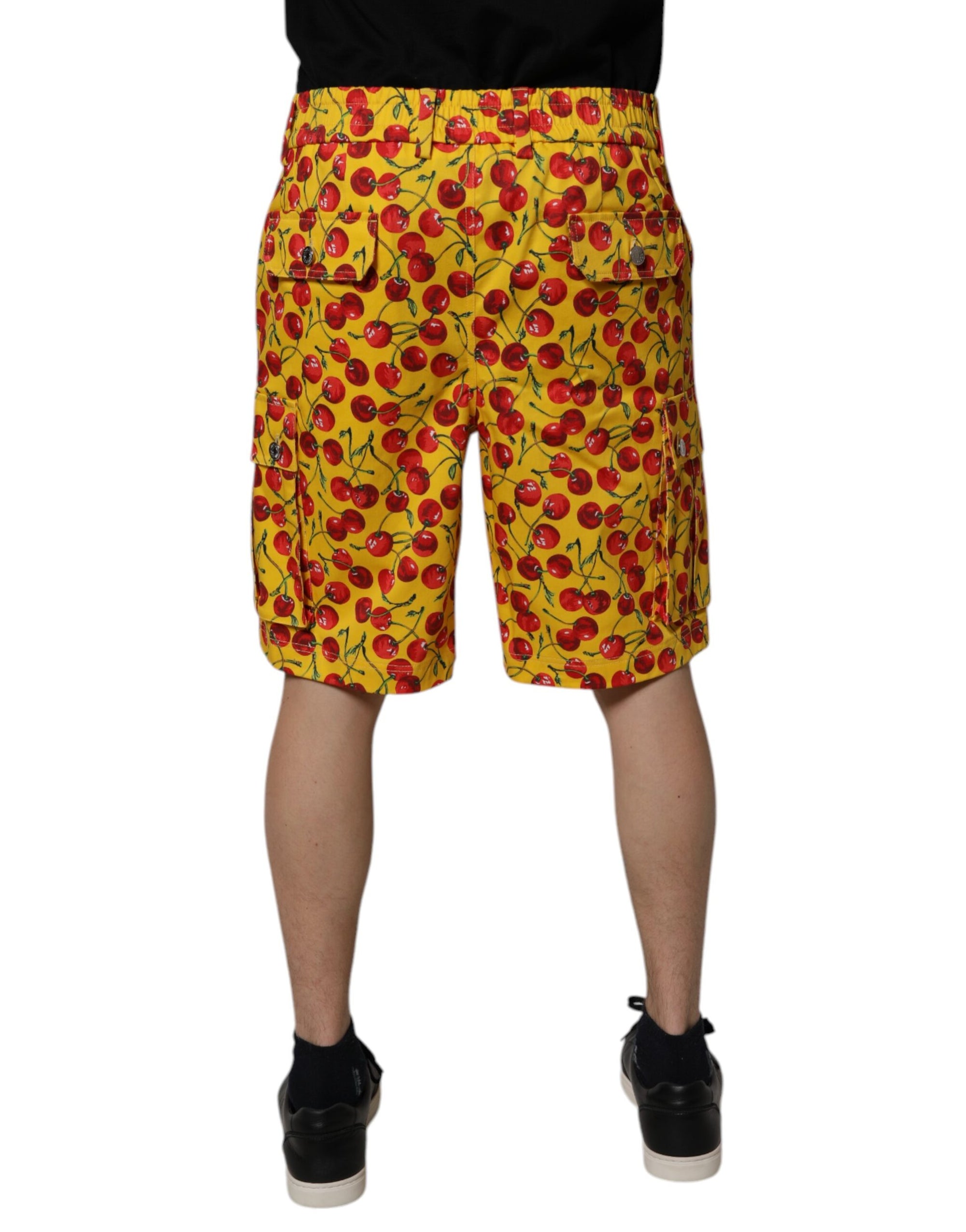Bermuda Dolce &amp; Gabbana en coton jaune à imprimé cerises pour homme