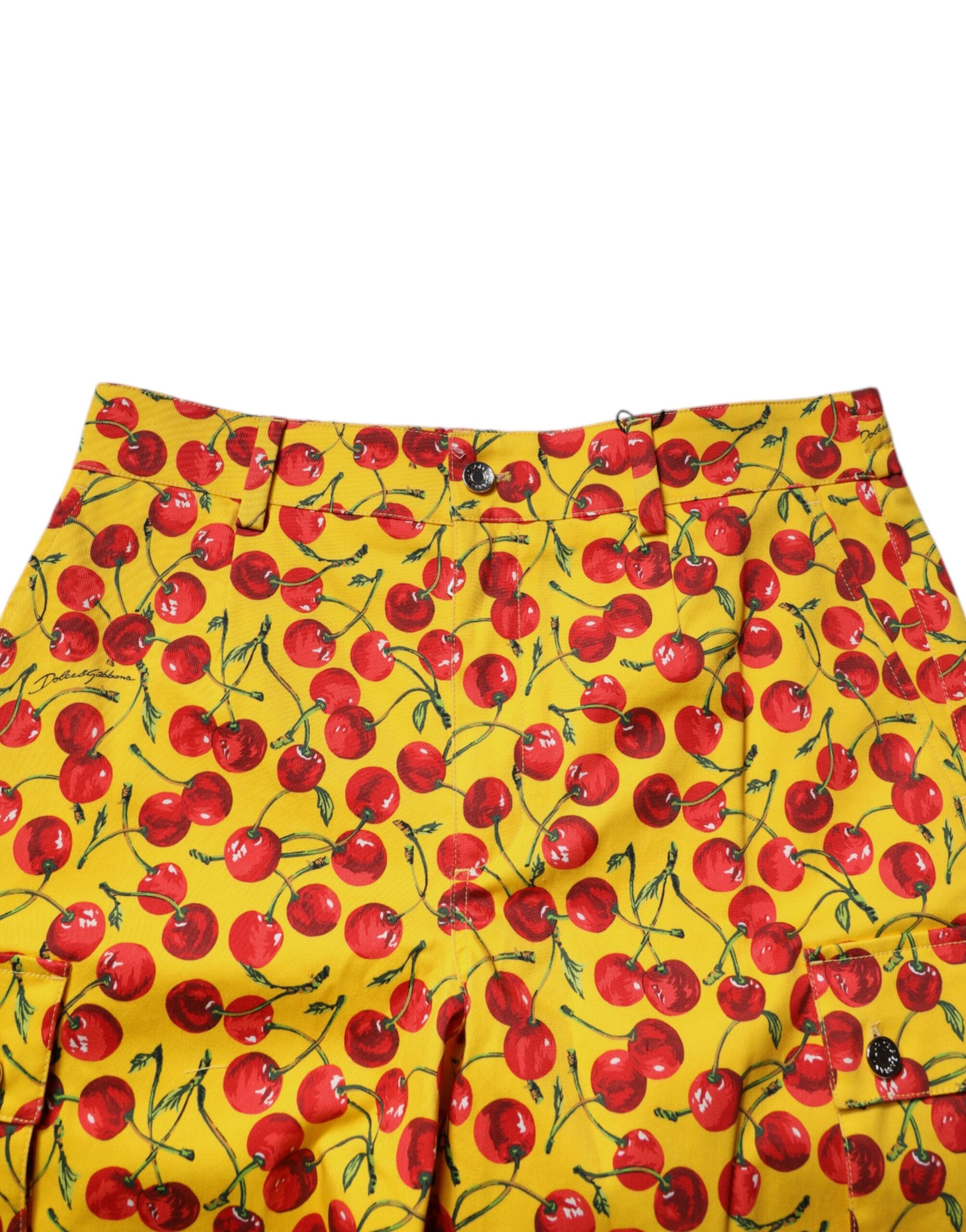 Bermuda Dolce &amp; Gabbana en coton jaune à imprimé cerises pour homme