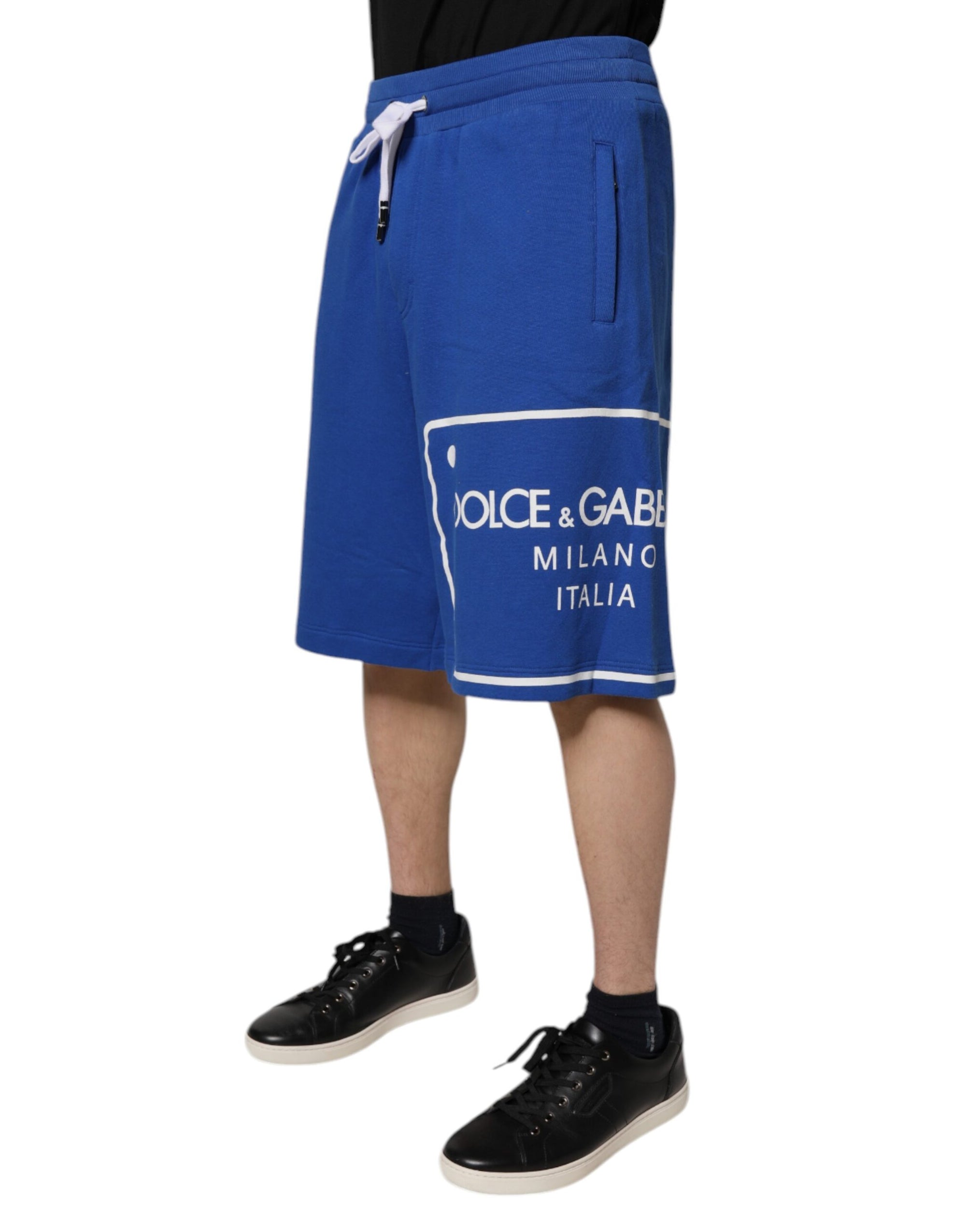 Bermuda en coton à logo bleu Dolce &amp; Gabbana