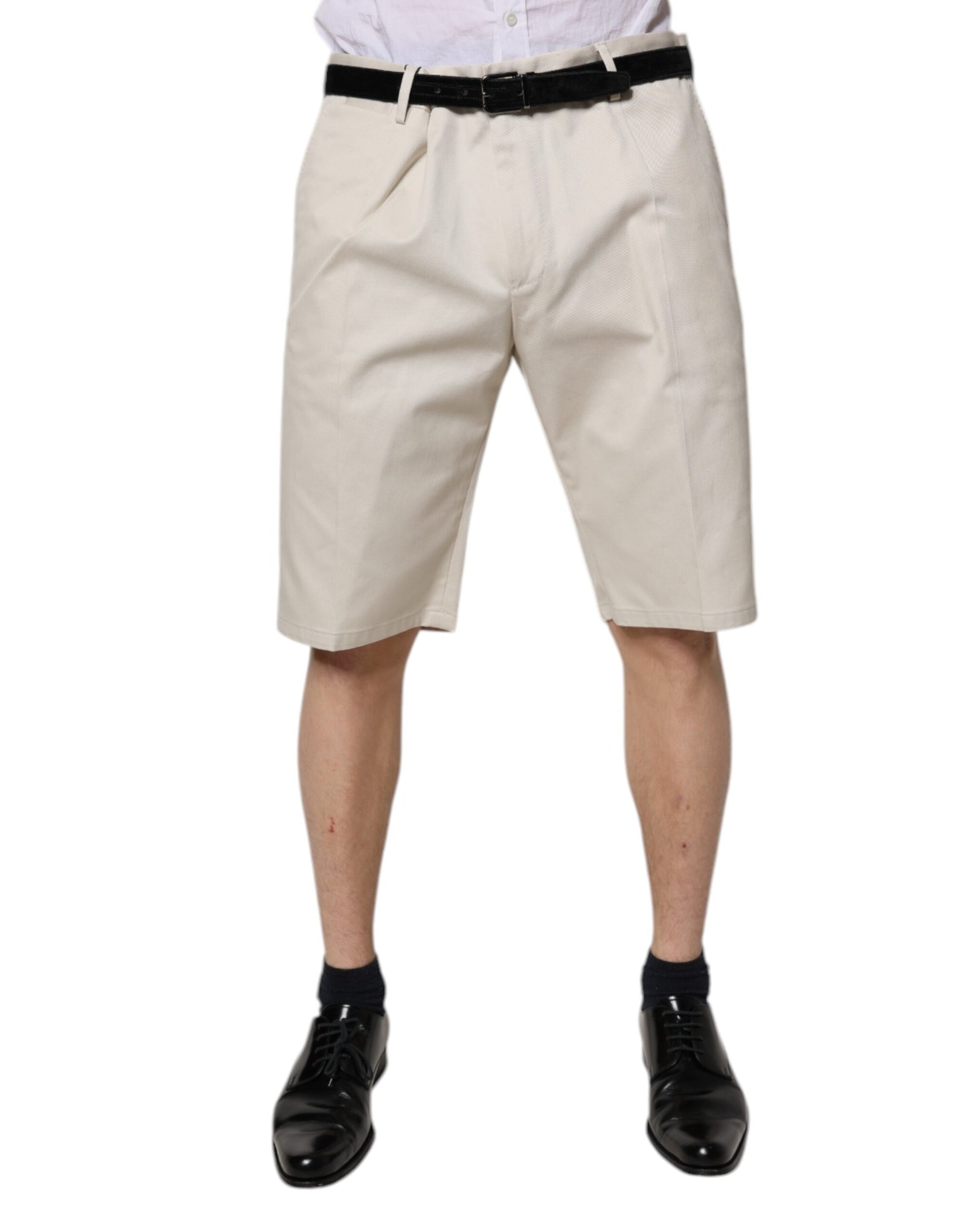 Bermuda taille moyenne en coton stretch beige Dolce &amp; Gabbana