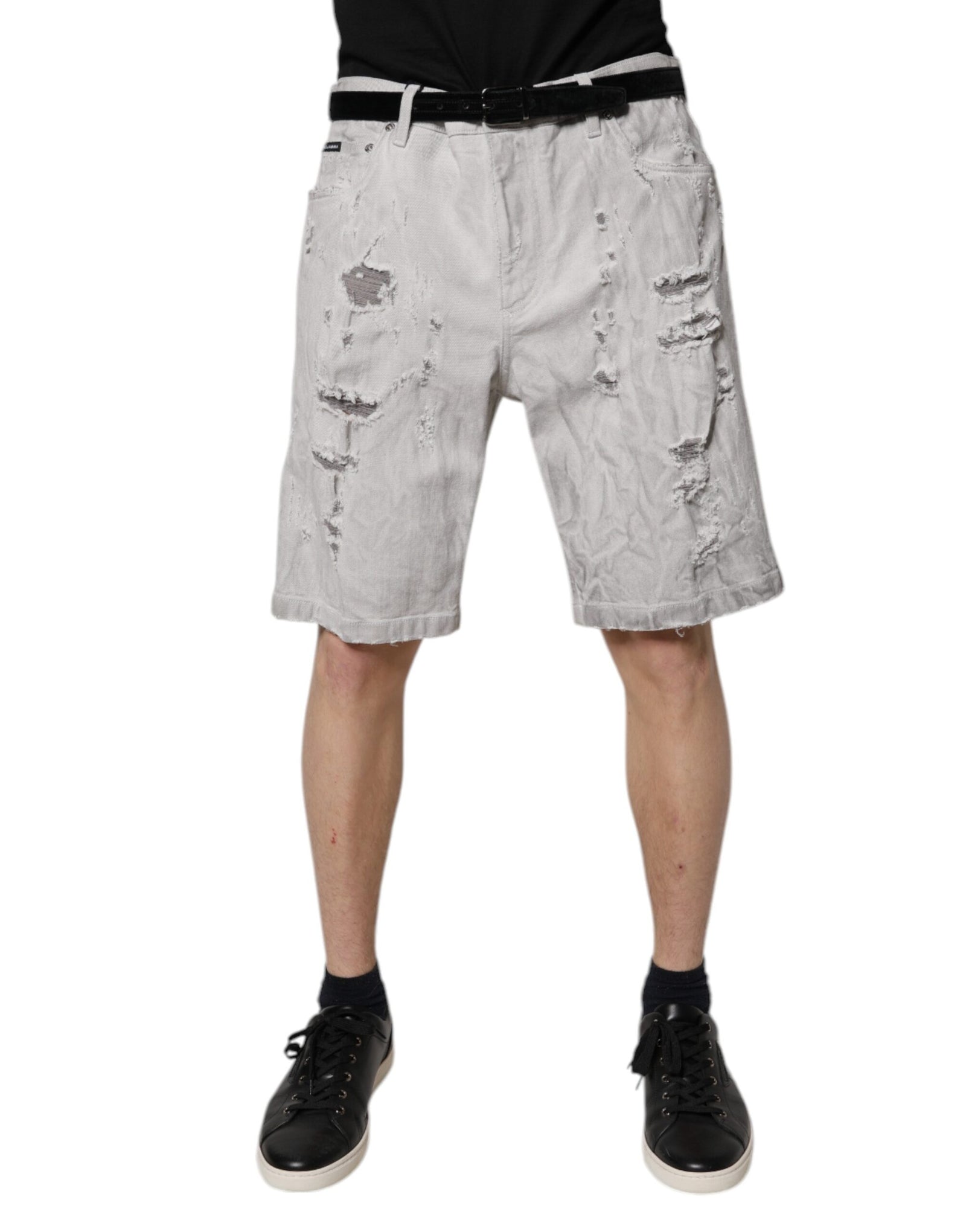 Bermuda en denim gris clair délavé Dolce &amp; Gabbana pour homme