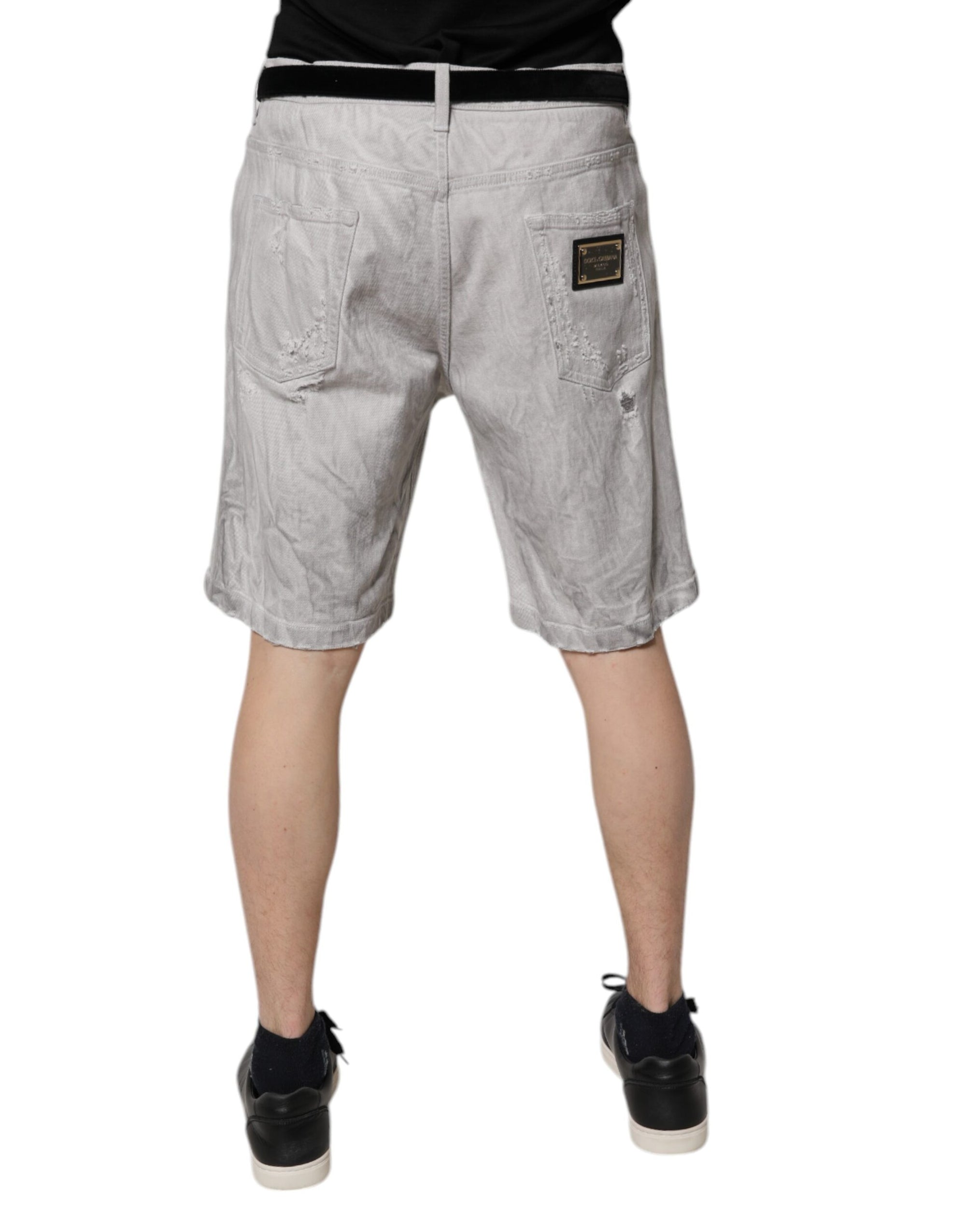 Bermuda en denim gris clair délavé Dolce &amp; Gabbana pour homme