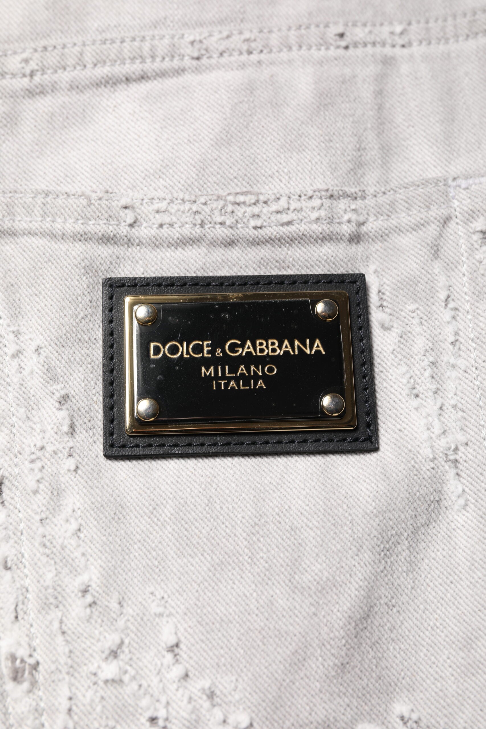 Bermuda en denim gris clair délavé Dolce &amp; Gabbana pour homme