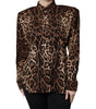 Dolce & Gabbana Brown Leopard Silk Button Down Coat Jacket