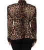 Dolce & Gabbana Brown Leopard Silk Button Down Coat Jacket