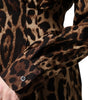 Dolce & Gabbana Brown Leopard Silk Button Down Coat Jacket