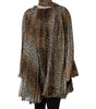 Dolce & Gabbana Brown Leopard Print Scarf Collared Chiffon Dress