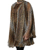 Dolce & Gabbana Brown Leopard Print Scarf Collared Chiffon Dress