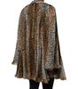 Dolce & Gabbana Brown Leopard Print Scarf Collared Chiffon Dress