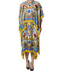 Dolce & Gabbana Multicolor Majolica Kaftan Short Sleeves Maxi Dress