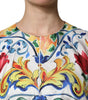 Dolce & Gabbana Multicolor Majolica Kaftan Short Sleeves Maxi Dress