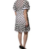 Dolce & Gabbana White Polka Dotted Silk Blend A-line Dress