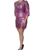 Dolce & Gabbana Metallic Fuchsia Floral Sheath Mini Dress
