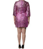 Dolce & Gabbana Metallic Fuchsia Floral Sheath Mini Dress