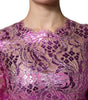 Dolce & Gabbana Metallic Fuchsia Floral Sheath Mini Dress