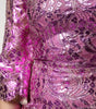 Dolce & Gabbana Metallic Fuchsia Floral Sheath Mini Dress