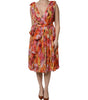 Dolce & Gabbana Multicolor Floral Silk V-neck Chiffon Dress