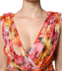 Dolce & Gabbana Multicolor Floral Silk V-neck Chiffon Dress