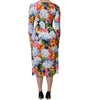 Dolce & Gabbana Multicolor Floral Side Slit Midi Dress