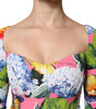 Dolce & Gabbana Multicolor Floral Side Slit Midi Dress