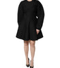Dolce & Gabbana Black Cotton Long Sleeves A-line Mini Dress
