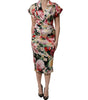 Dolce & Gabbana Multicolor Floral Short Sleeves Sheath Midi Dress