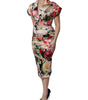 Dolce & Gabbana Multicolor Floral Short Sleeves Sheath Midi Dress